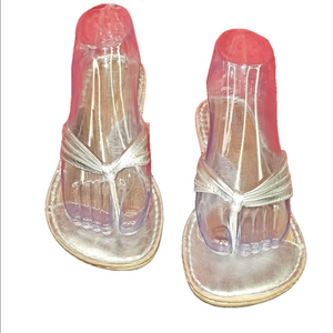 Born Silver Thong Style Leather Sandals, Women's size 8